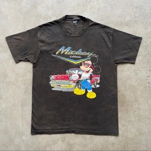 90’s Vintage Faded Mickey Mouse Cadillac Tee Shirt